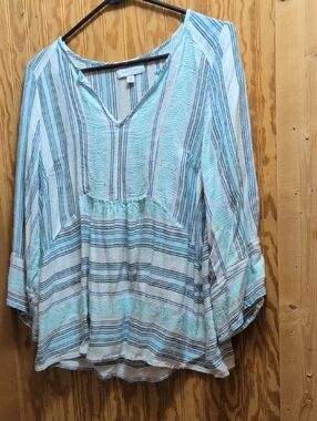 new directions Aqua & White Striped Tunic